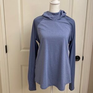 Underarmour heat gear hoodie Women’s L Blue Zip front pockets Activewear Running